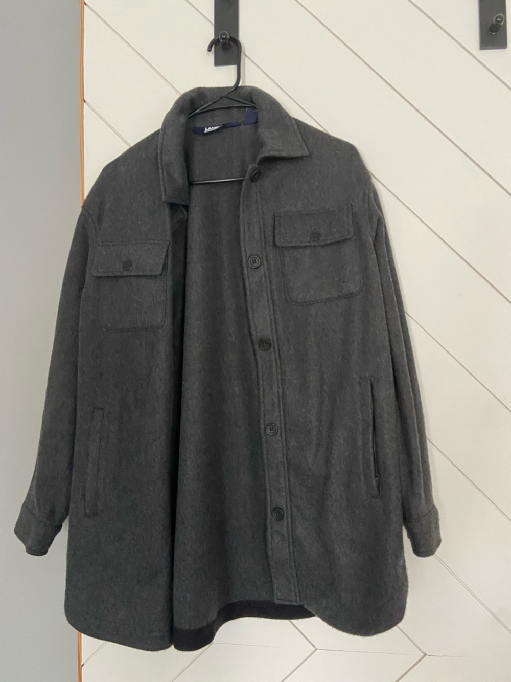 Lands' End Charcoal Button-Front Overshirt Jacket